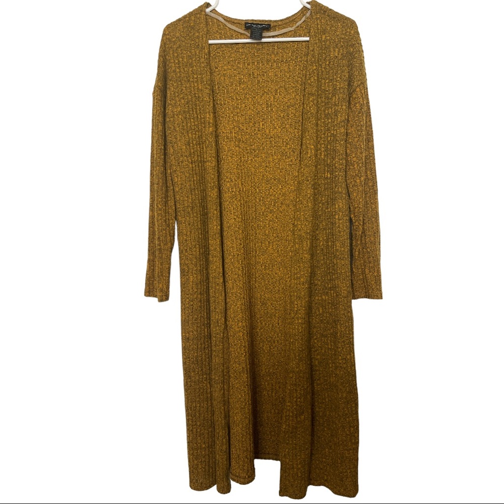 SEE YOU MONDAY Los Angeles XL Mustard Yellow Midi length Open-Front Cardigan